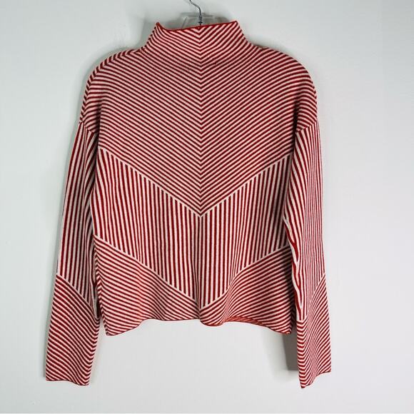 Cynthia Rowley orange white striped oversized cropped sweater XS - Picture 6 of 6